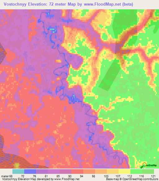 Vostochnyy,Russia Elevation Map