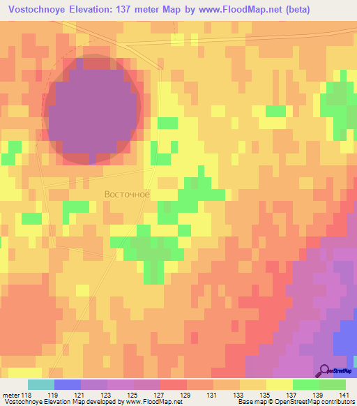 Vostochnoye,Russia Elevation Map