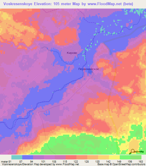 Voskresenskoye,Russia Elevation Map