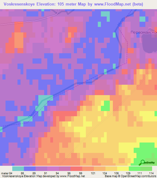Voskresenskoye,Russia Elevation Map