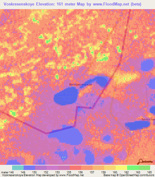 Voskresenskoye,Russia Elevation Map