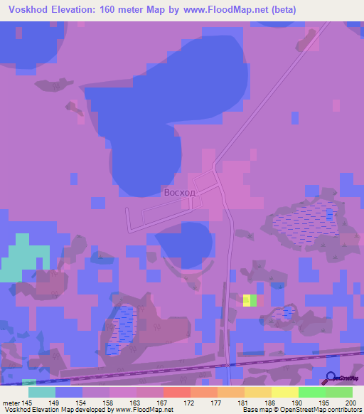 Voskhod,Russia Elevation Map