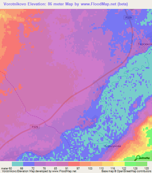 Vorotnikovo,Russia Elevation Map