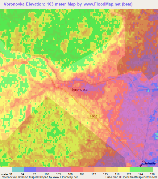 Voronovka,Russia Elevation Map