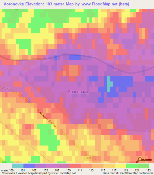 Voronovka,Russia Elevation Map