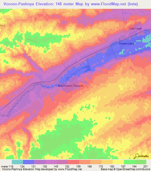 Vorono-Pashnya,Russia Elevation Map