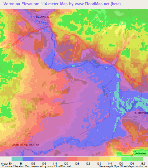 Voronina,Russia Elevation Map