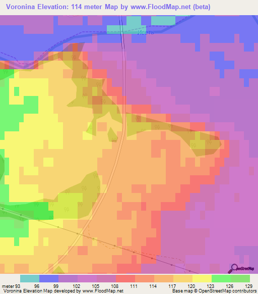 Voronina,Russia Elevation Map