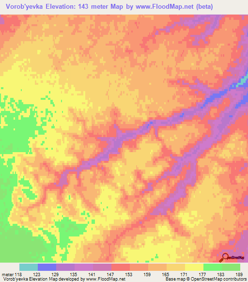 Vorob'yevka,Russia Elevation Map