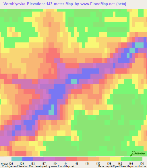 Vorob'yevka,Russia Elevation Map