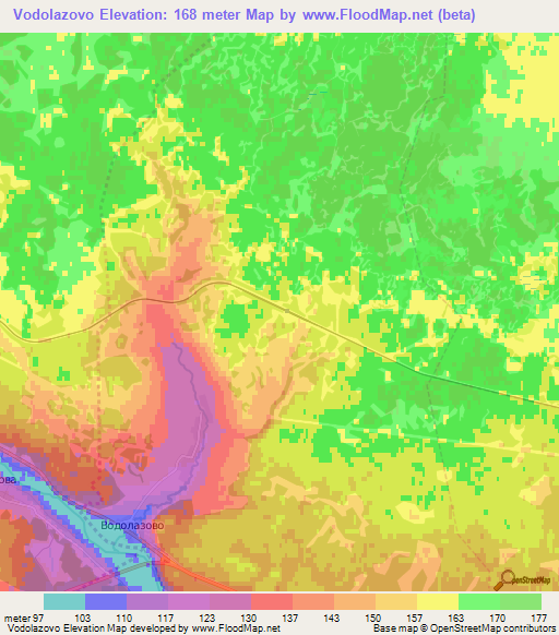 Vodolazovo,Russia Elevation Map