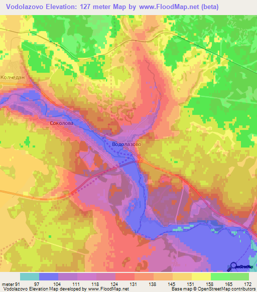 Vodolazovo,Russia Elevation Map