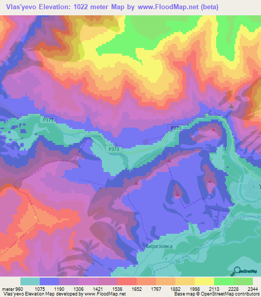 Vlas'yevo,Russia Elevation Map