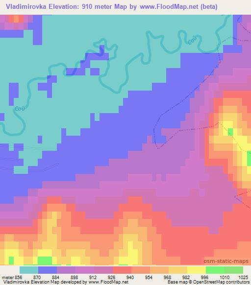 Vladimirovka,Russia Elevation Map