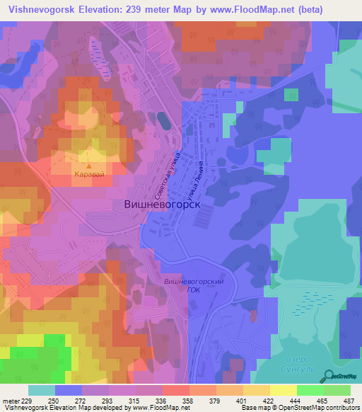 Vishnevogorsk,Russia Elevation Map