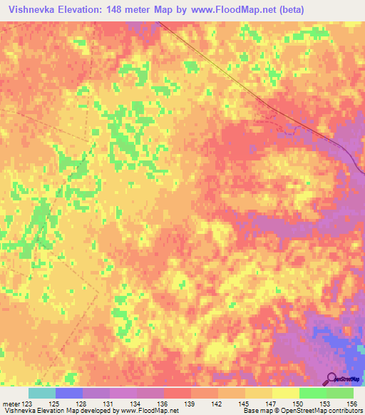 Vishnevka,Russia Elevation Map