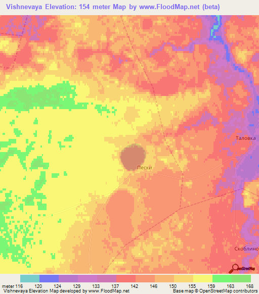 Vishnevaya,Russia Elevation Map