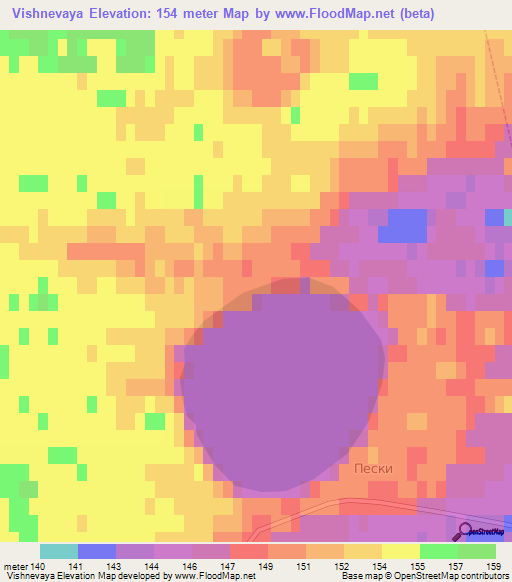 Vishnevaya,Russia Elevation Map