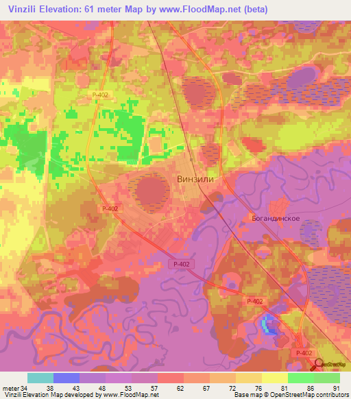 Vinzili,Russia Elevation Map