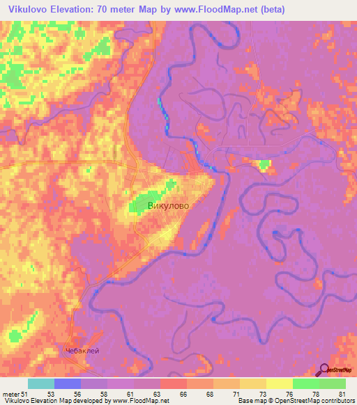 Vikulovo,Russia Elevation Map