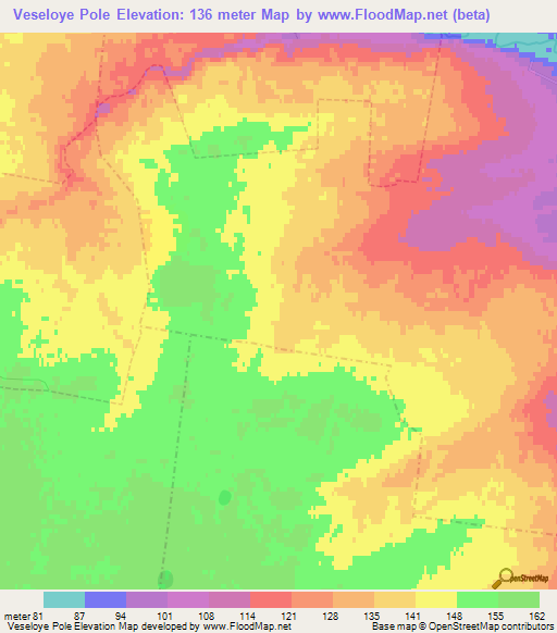 Veseloye Pole,Russia Elevation Map