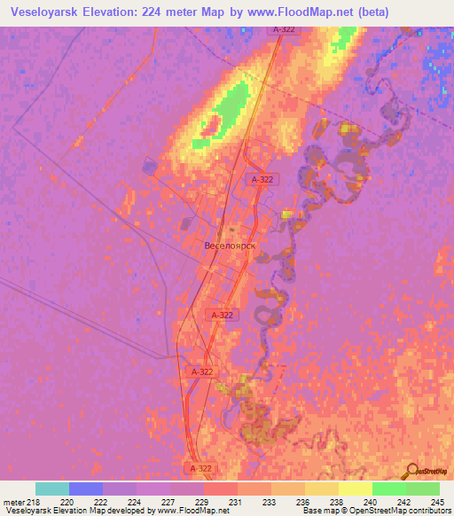 Veseloyarsk,Russia Elevation Map