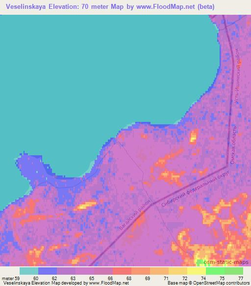 Veselinskaya,Russia Elevation Map