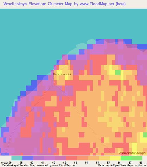 Veselinskaya,Russia Elevation Map
