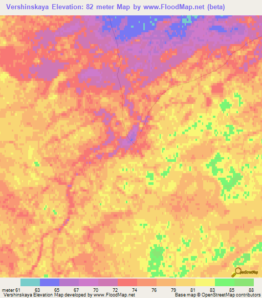 Vershinskaya,Russia Elevation Map