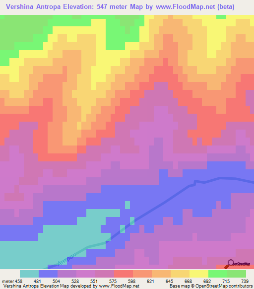 Vershina Antropa,Russia Elevation Map