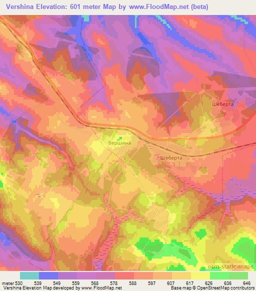 Vershina,Russia Elevation Map