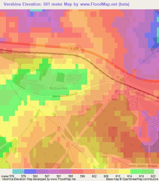 Vershina,Russia Elevation Map