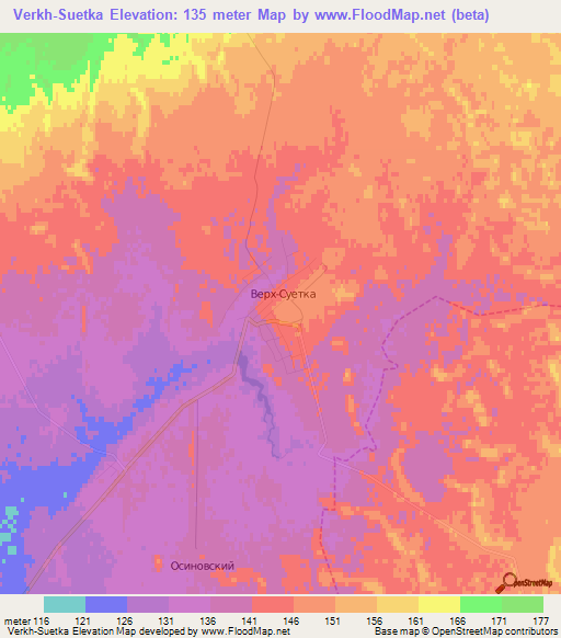 Verkh-Suetka,Russia Elevation Map