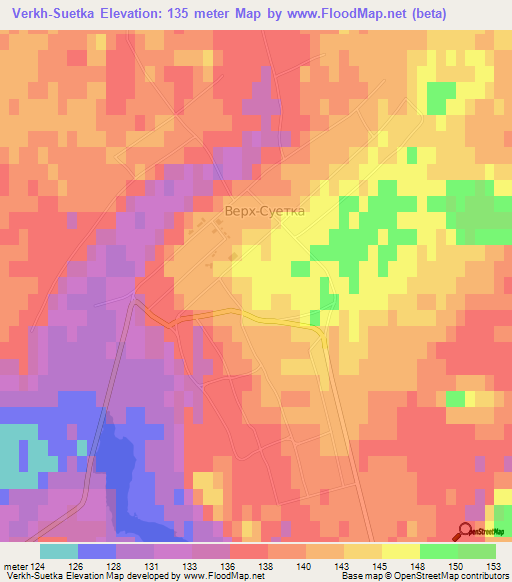 Verkh-Suetka,Russia Elevation Map