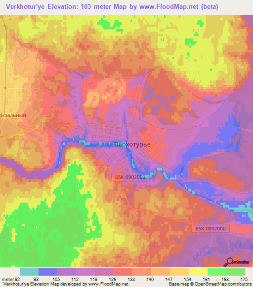 Verkhotur'ye,Russia Elevation Map