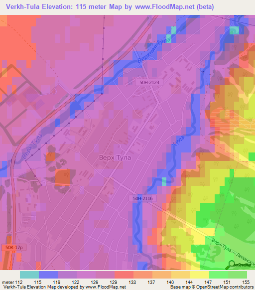 Verkh-Tula,Russia Elevation Map