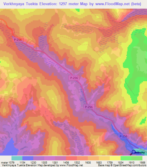 Verkhnyaya Tuekta,Russia Elevation Map