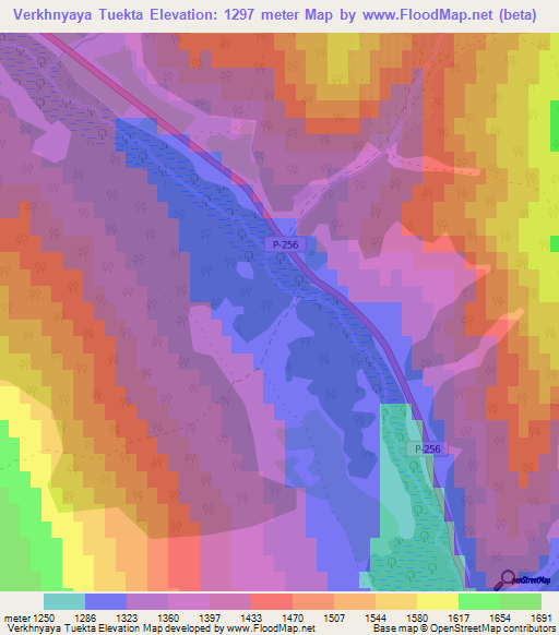 Verkhnyaya Tuekta,Russia Elevation Map