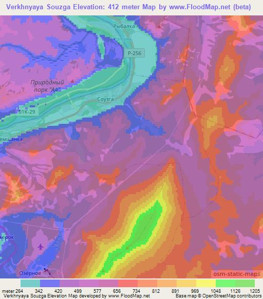 Verkhnyaya Souzga,Russia Elevation Map