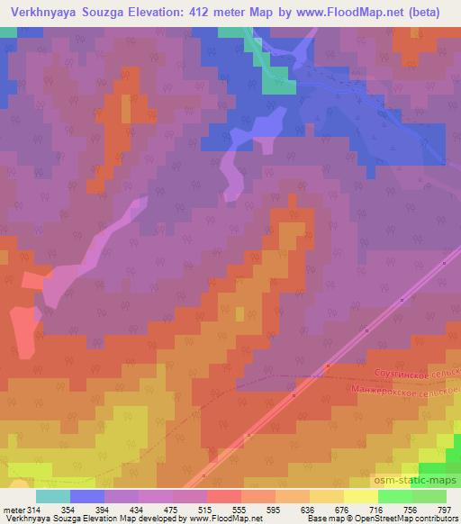 Verkhnyaya Souzga,Russia Elevation Map