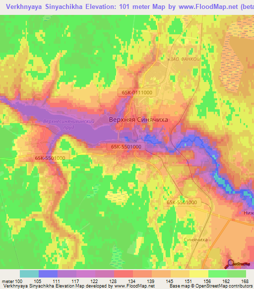 Verkhnyaya Sinyachikha,Russia Elevation Map