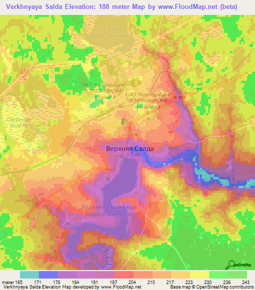 Verkhnyaya Salda,Russia Elevation Map