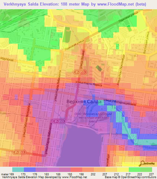 Verkhnyaya Salda,Russia Elevation Map