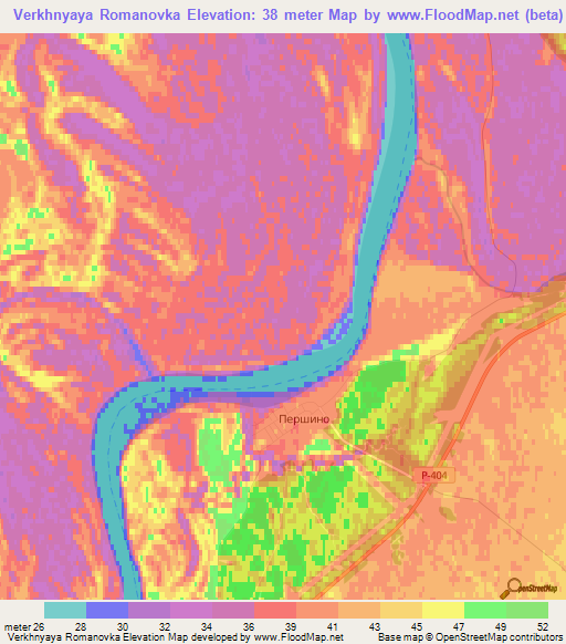 Verkhnyaya Romanovka,Russia Elevation Map