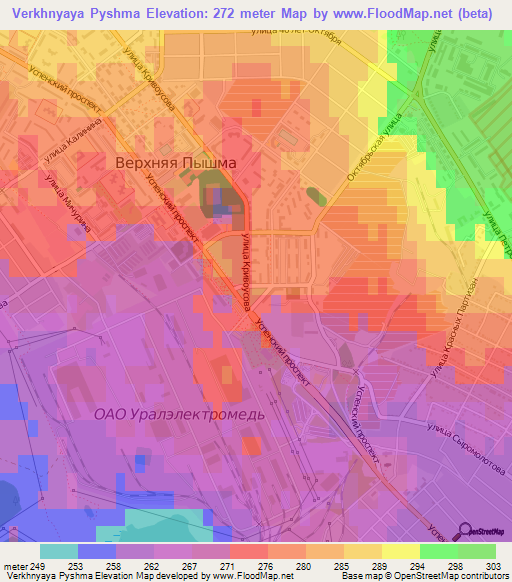 Verkhnyaya Pyshma,Russia Elevation Map