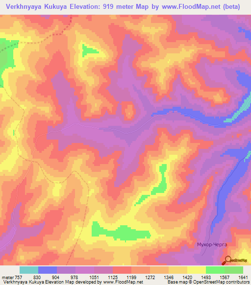 Verkhnyaya Kukuya,Russia Elevation Map