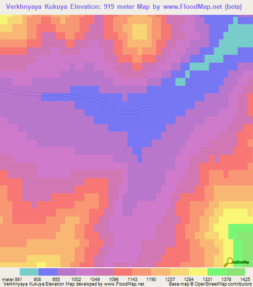 Verkhnyaya Kukuya,Russia Elevation Map