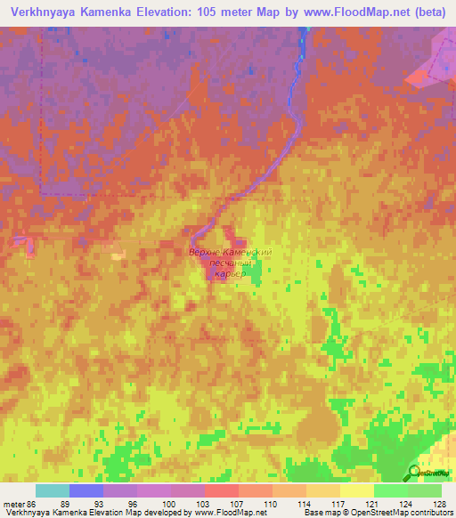 Verkhnyaya Kamenka,Russia Elevation Map