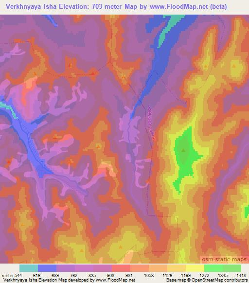 Verkhnyaya Isha,Russia Elevation Map