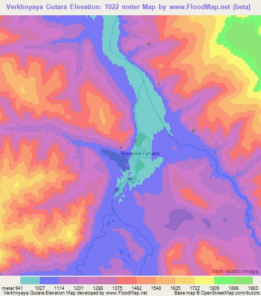 Verkhnyaya Gutara,Russia Elevation Map